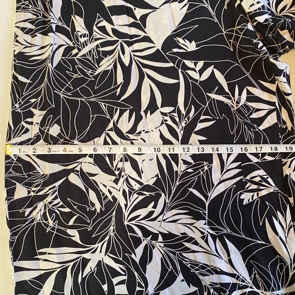 Vintage J.B.S. Strapless Wide Leg Tropical Leaves Print Black/White Jumpsuit 3X - Picture 8 of 12